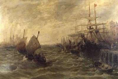 Windy Day, Peel Harbour, Isle of Man by William Edward Webb