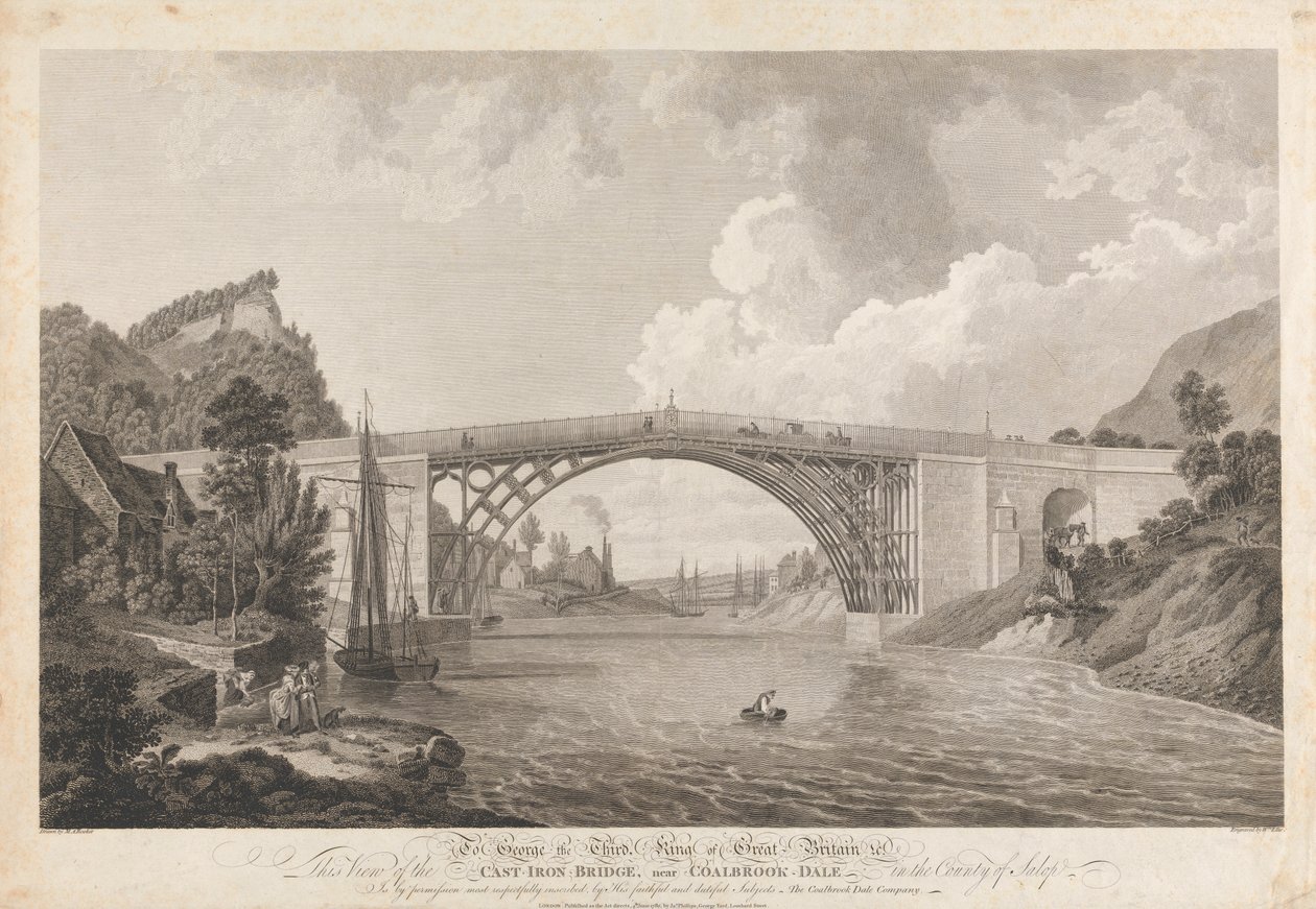 View of the Cast Iron Bridge near Coalbrookdale by William Ellis