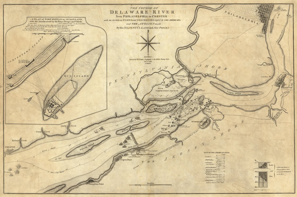 Course of Delaware River from Philadelphia to Chester by William Faden