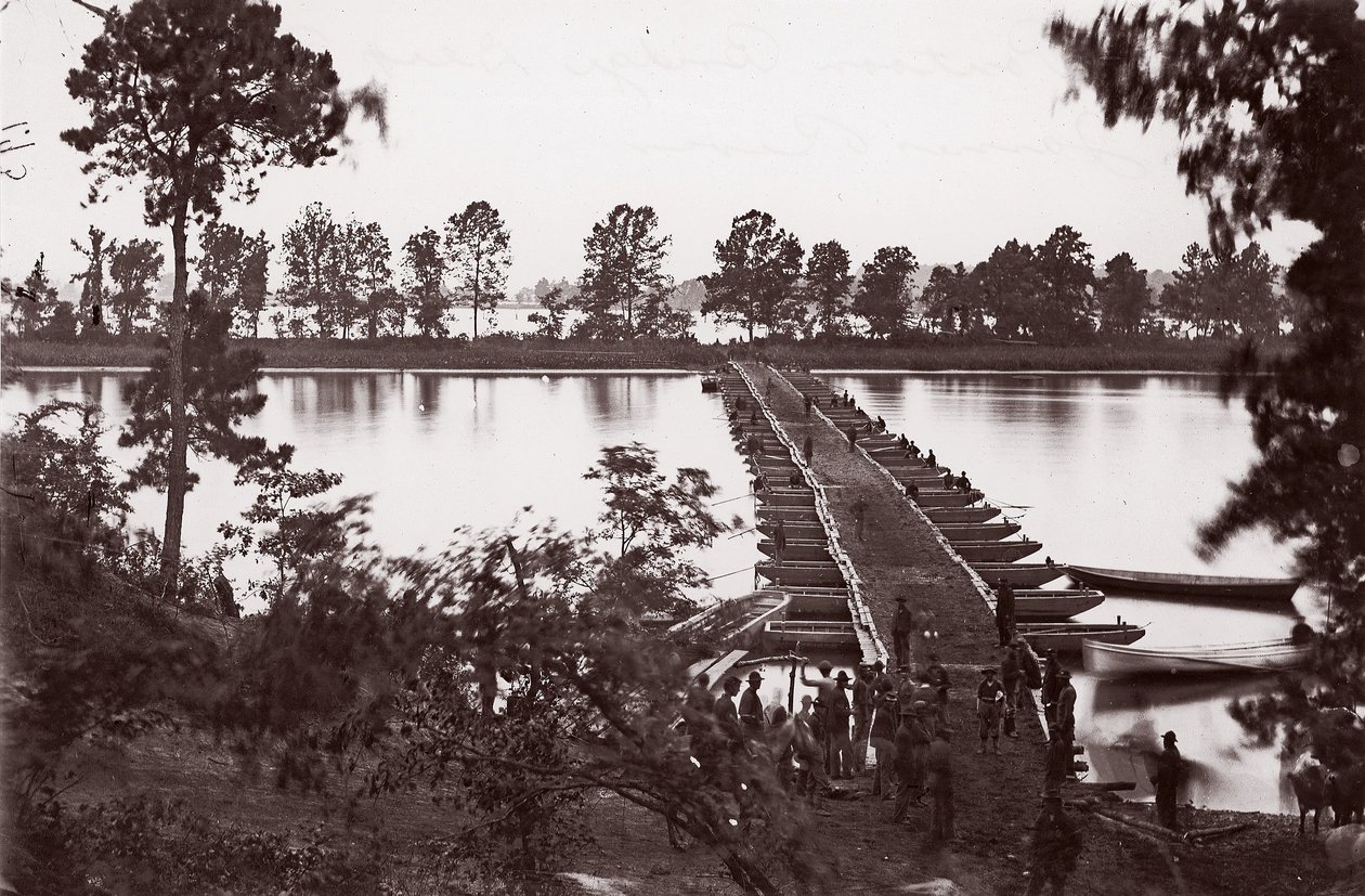 Pontoon Bridge Across James River, ca. 1864 by William Frank Browne