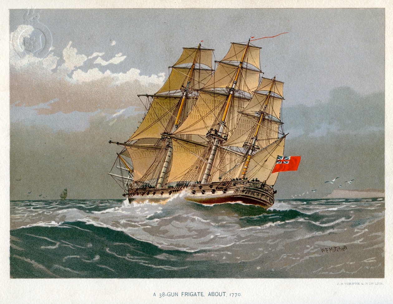A Royal Navy 38 gun frigate by William Frederick Mitchell