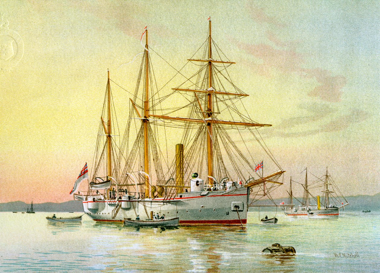 HMS Bramble, Royal Navy 1st Class Gunboat by William Frederick Mitchell