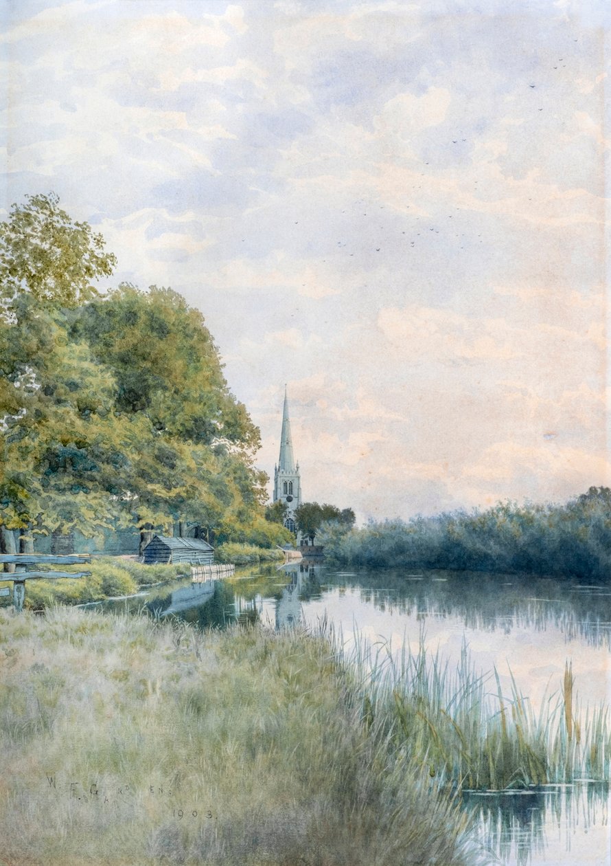 All Saints Church from the Towpath, Hemingford Grey by William Garden Fraser