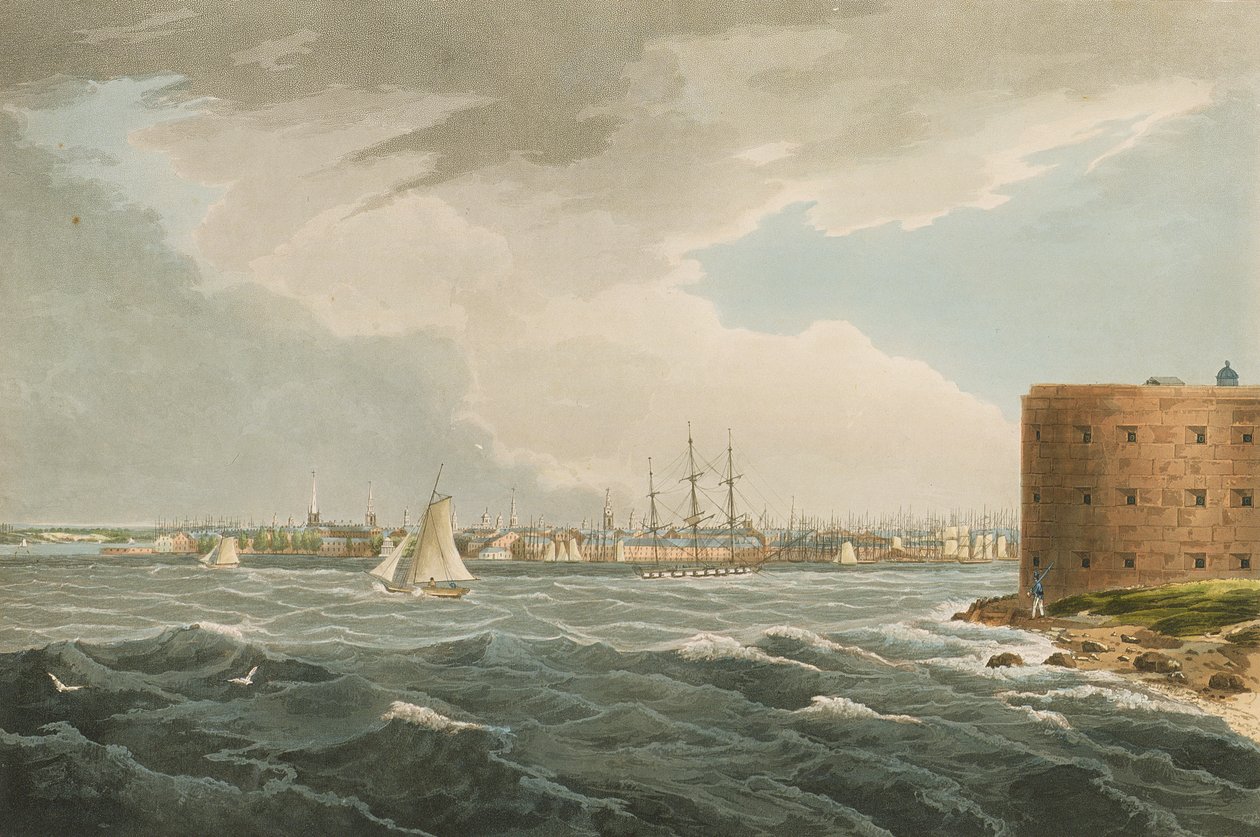 New York from Governors Island, no.20 from the Hudson River Portfolio, engraved by J. Hill by William Guy Wall