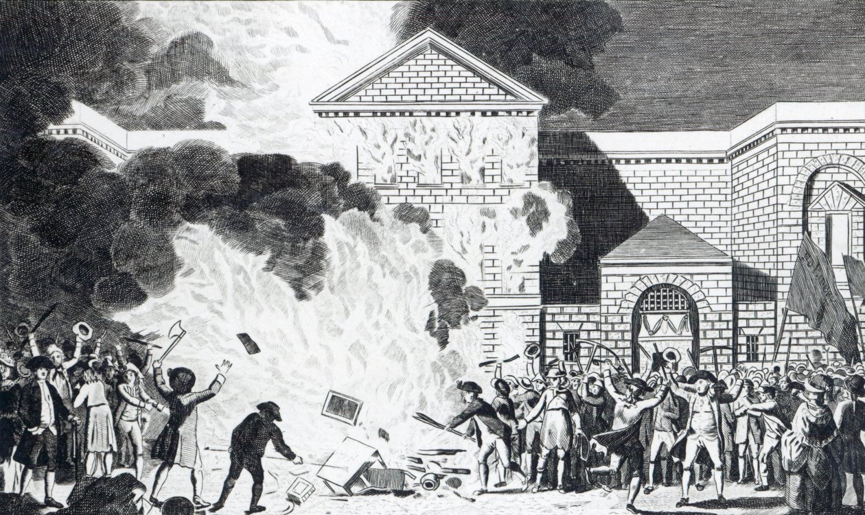 The Devastations occasioned by the Rioters of London firing the New Gaol of Newgate and burning Mr. Akerman