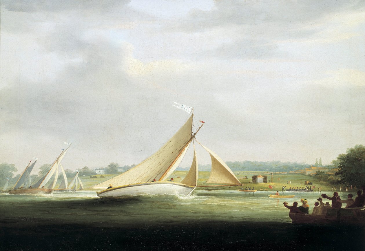 Yachts from the Cumberland Society Race, on the Thames, Circa 1815, Ancestor of the Royal Yacht Race on the Thames by William Havell