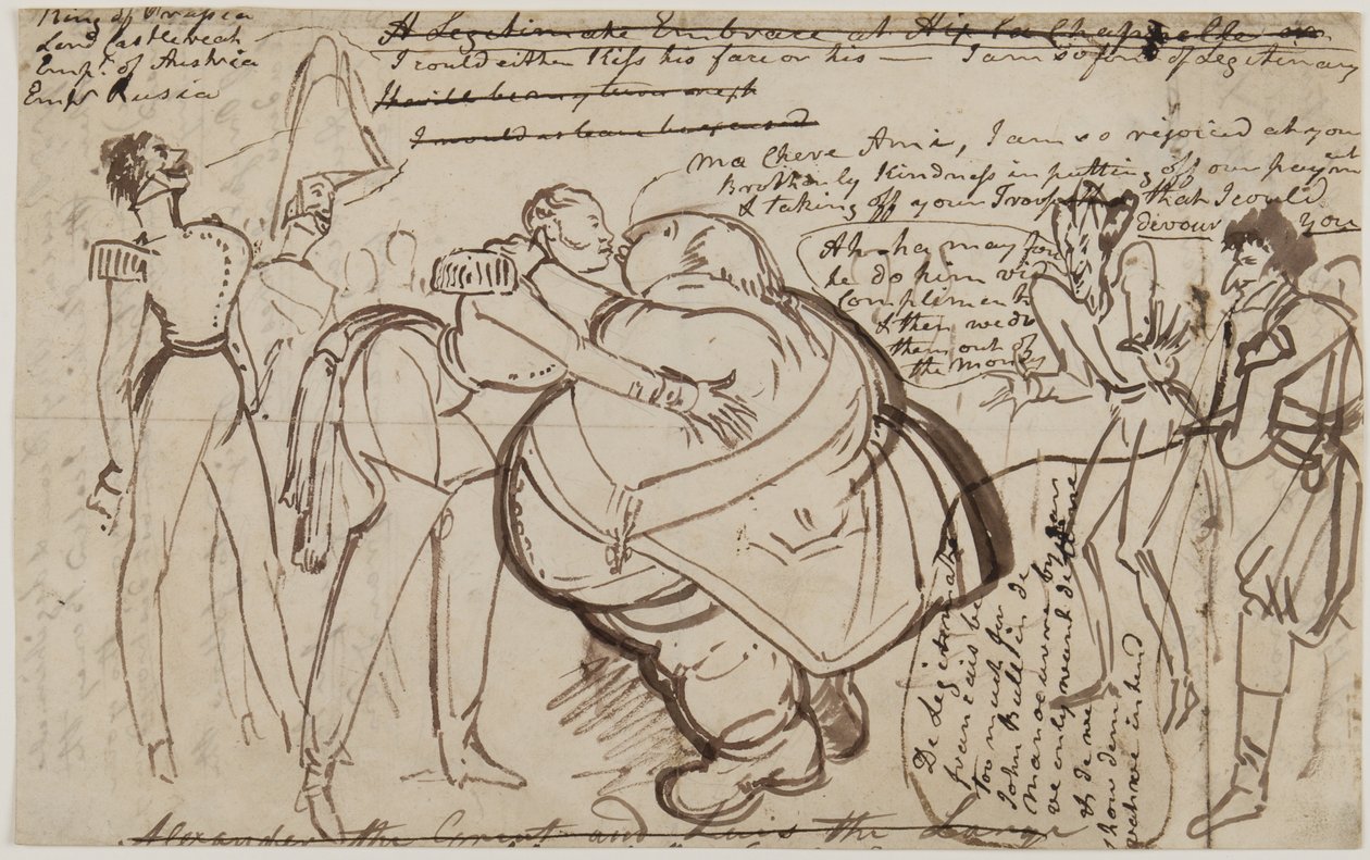 A Kiss at the Congress, 1818 by William Heath