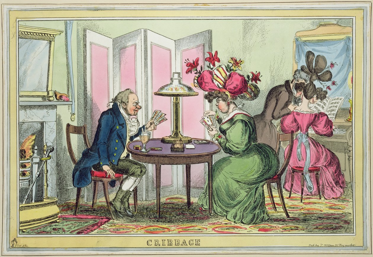 Cribbage, published by Thomas McLean, London by William Heath