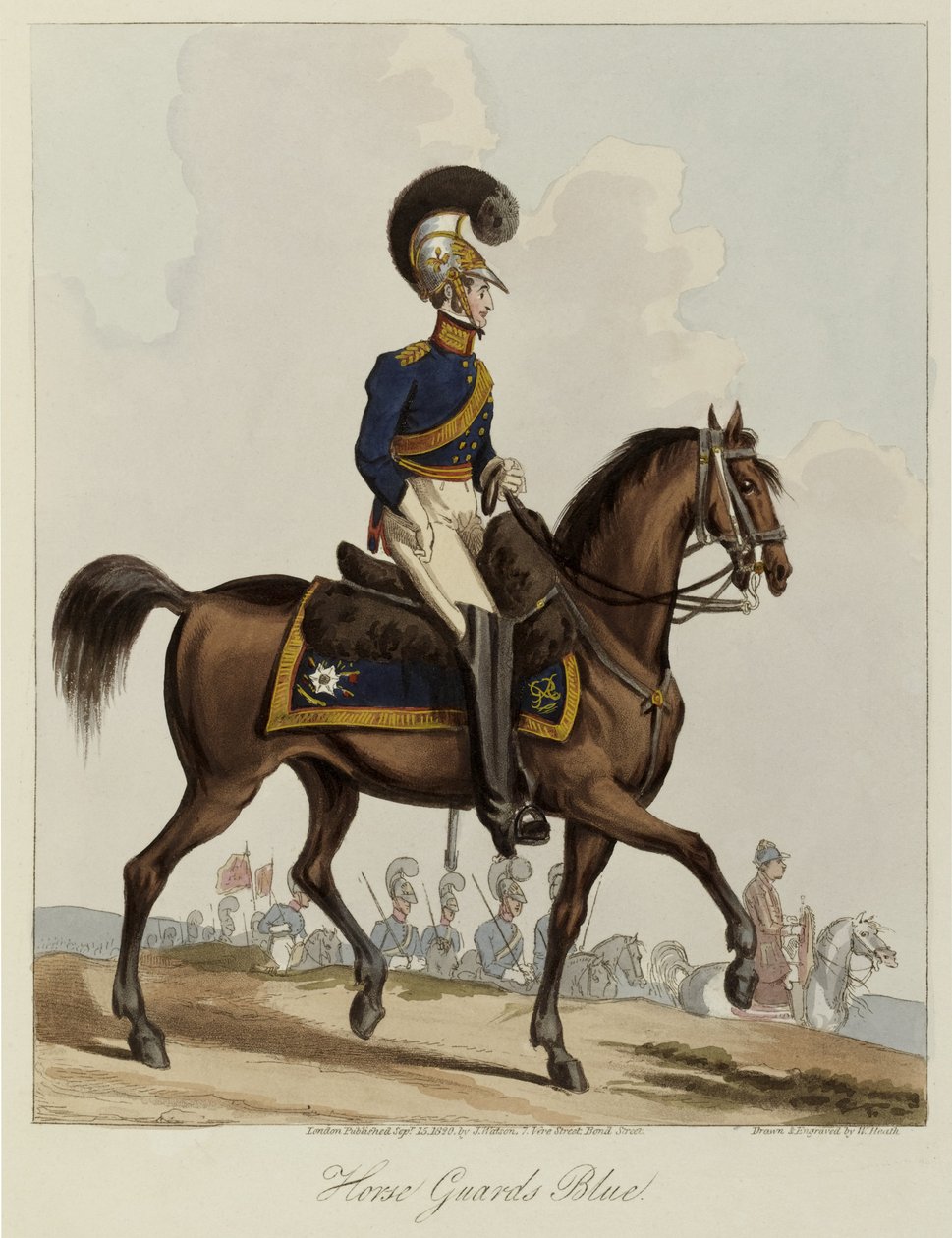 Horse Guards Blue, Uniform study of Royal Regiment of Horse Guards, 1820 by William Heath
