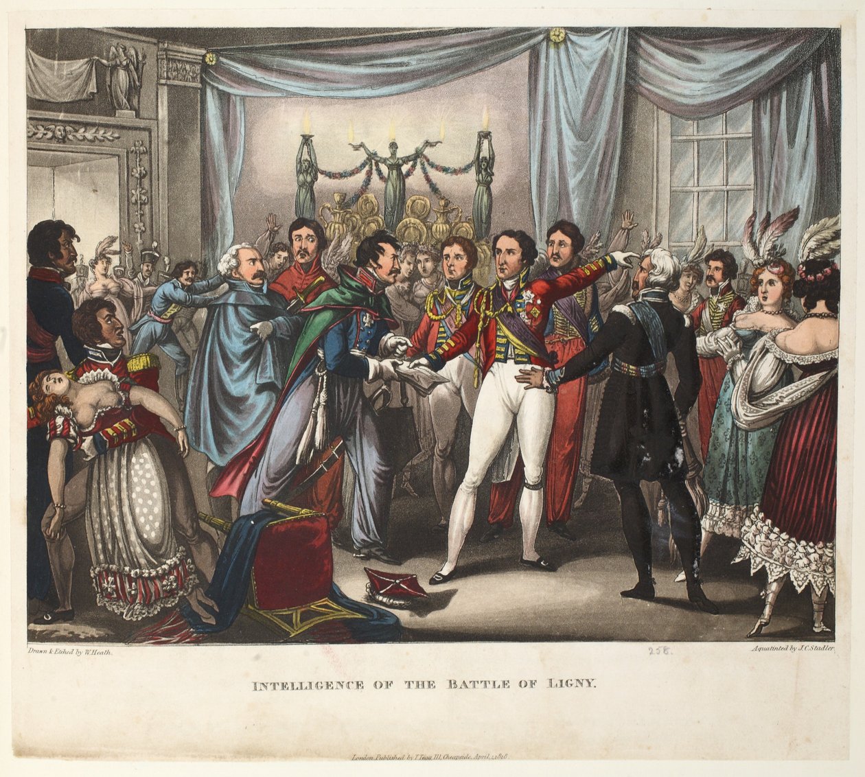 Intelligence of the Battle of Ligny, aquatint by J.C. Stadler, pub. by Tegg, Apr 1818 by William Heath