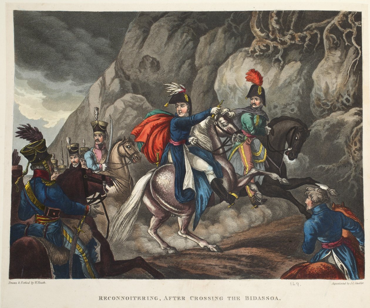 Reconnoitering, after crossing the Bidassoa, aquatint by J.C. Stadler, pub. by Tegg, Apr 1818 by William Heath