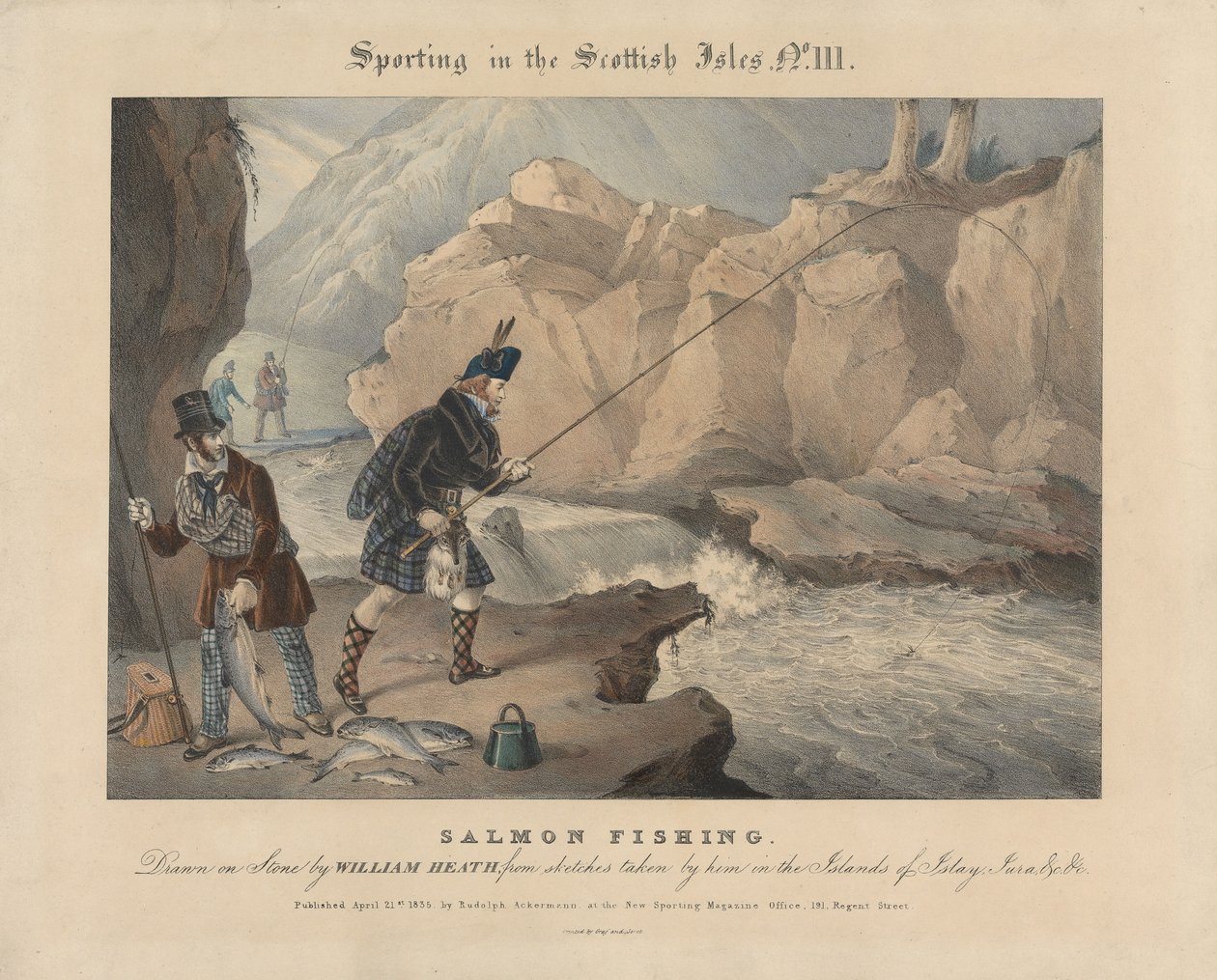 [Set of four] Sporting in the Scottish Isles: No. III. Salmon Fishing by William Heath