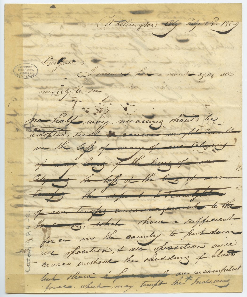 Draft of letter of William H. Ashley, Washington, begins - 
