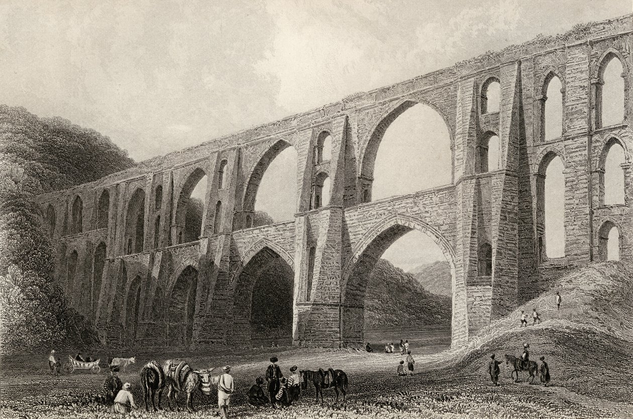 Aqueduct of the Emperor Valens, near Pyrgo, Turkey, engraved by R. Wallis by William Henry Bartlett