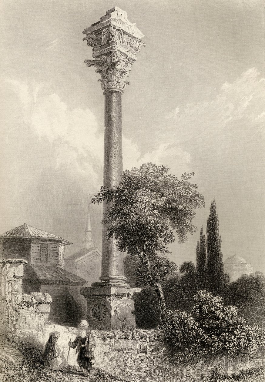 Column of Marcian, Istanbul, Turkey, Engraved by H. Adlard by William Henry Bartlett