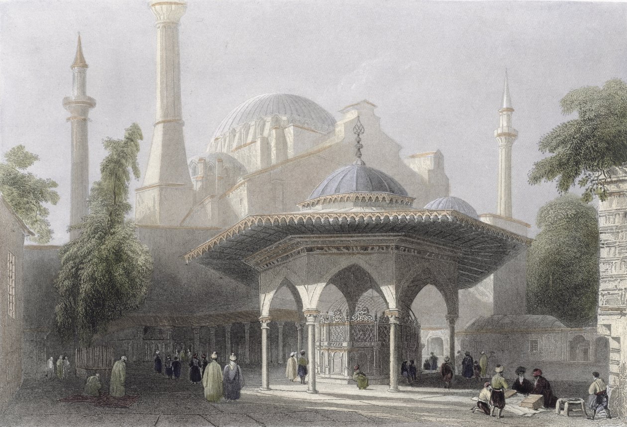 Court and Fountain of St. Sophia, Istanbul, Engraved by J. Redaway, c.1850 by William Henry Bartlett