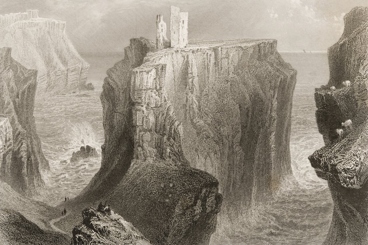 Dunseverick Castle, County Antrim, Northern Ireland by William Henry Bartlett