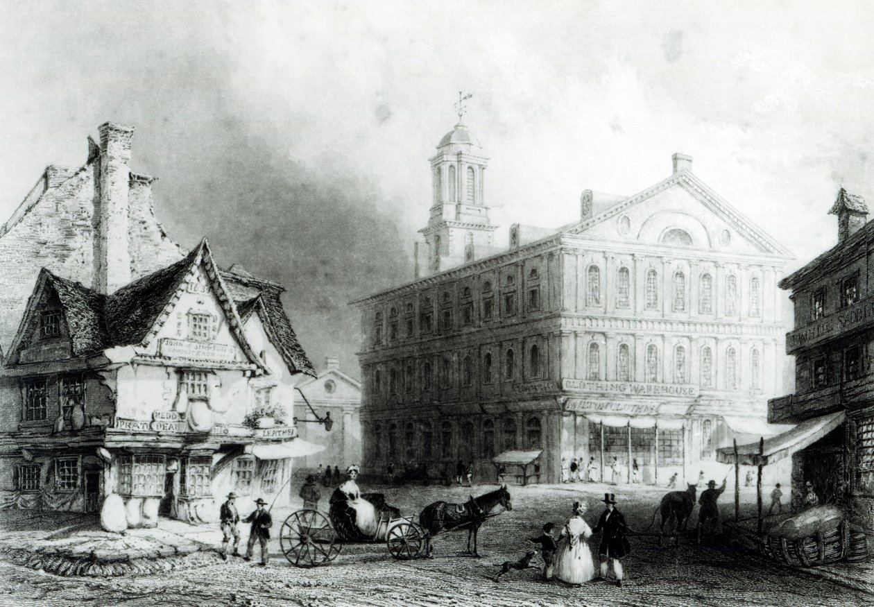 Faneuil Hall, Boston by William Henry Bartlett