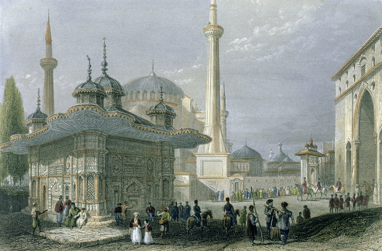 Fountain and Square of St. Sophia, Istanbul, Engraved by T. Higham by William Henry Bartlett