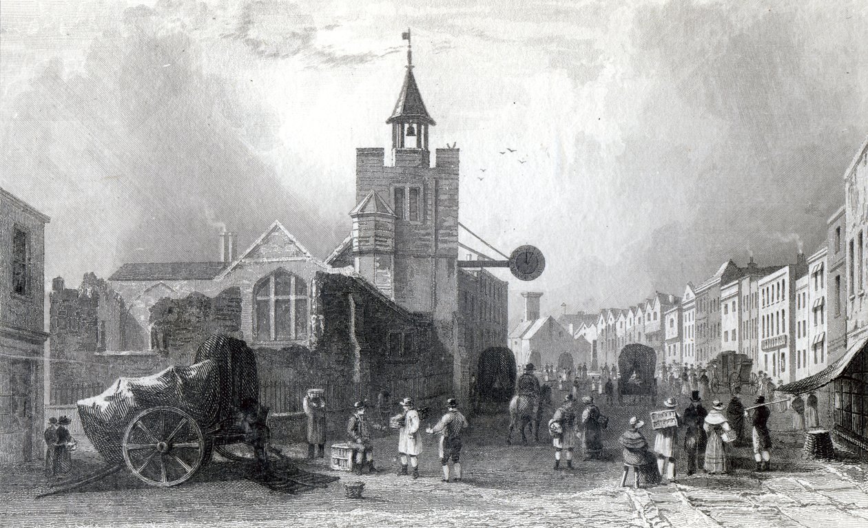 High St. with the Church of St. Nicholas, Colchester, Essex, engraved by Charles Mottram by William Henry Bartlett