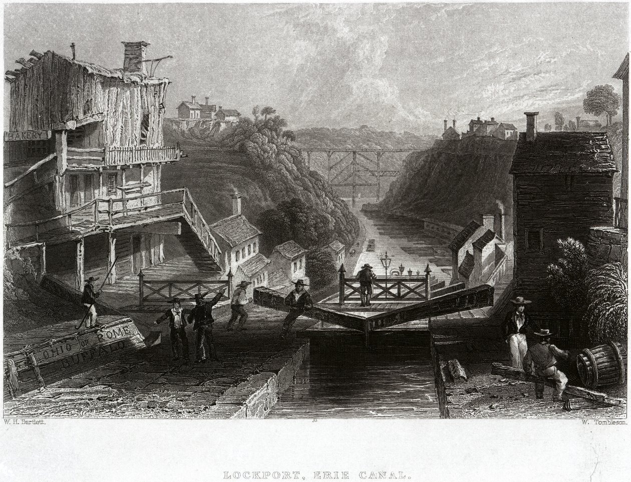 Lockport, Erie Canal by William Henry Bartlett