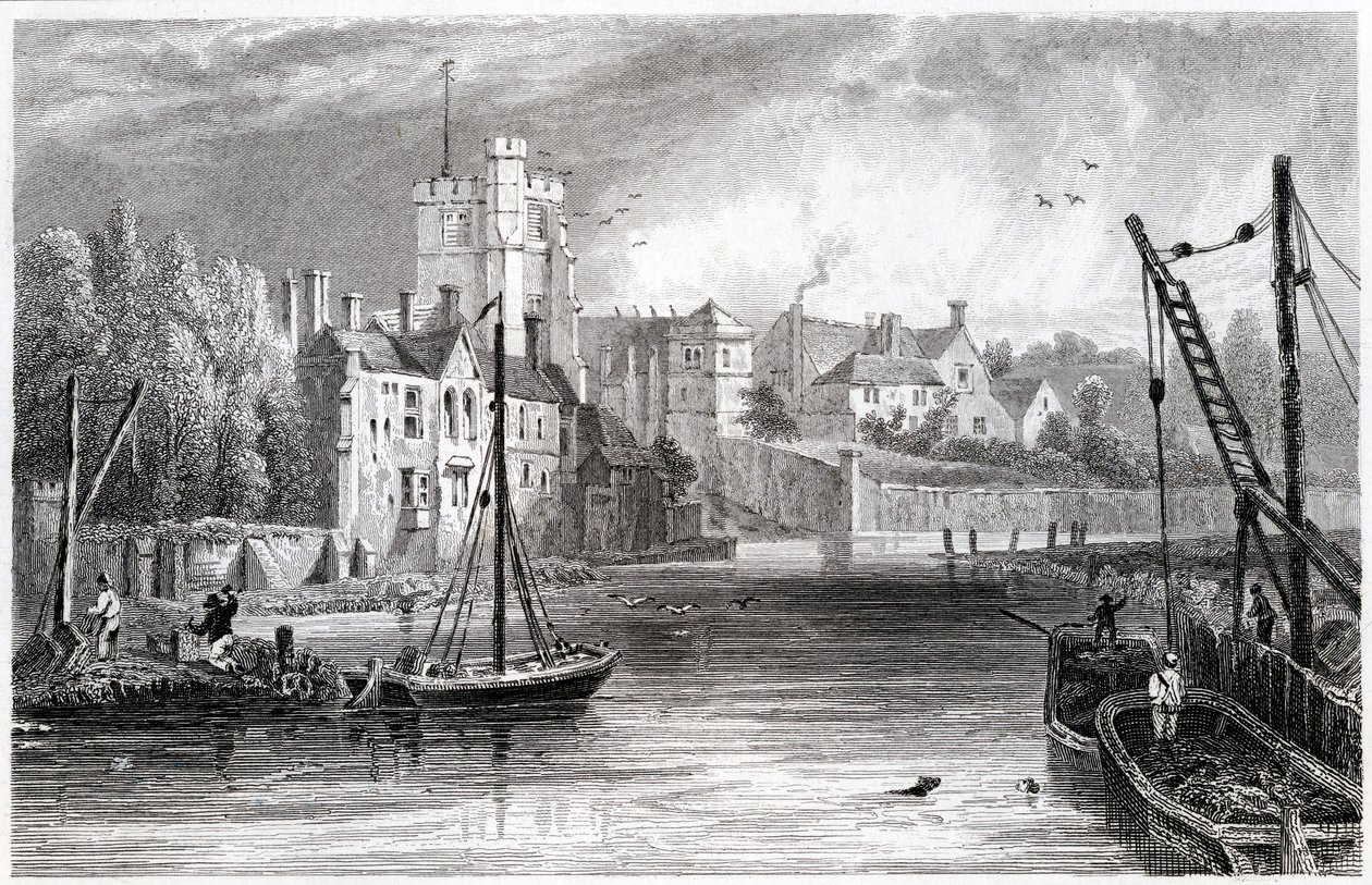 Maidstone from the Water, Kent, 1832 by William Henry Bartlett