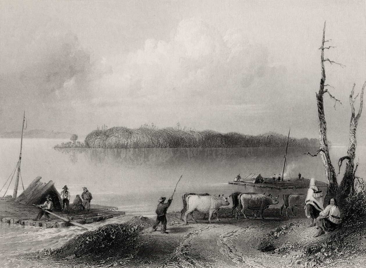 Navy Island, Niagara River, Ontario, Canada, engraved by Charles Coulson by William Henry Bartlett