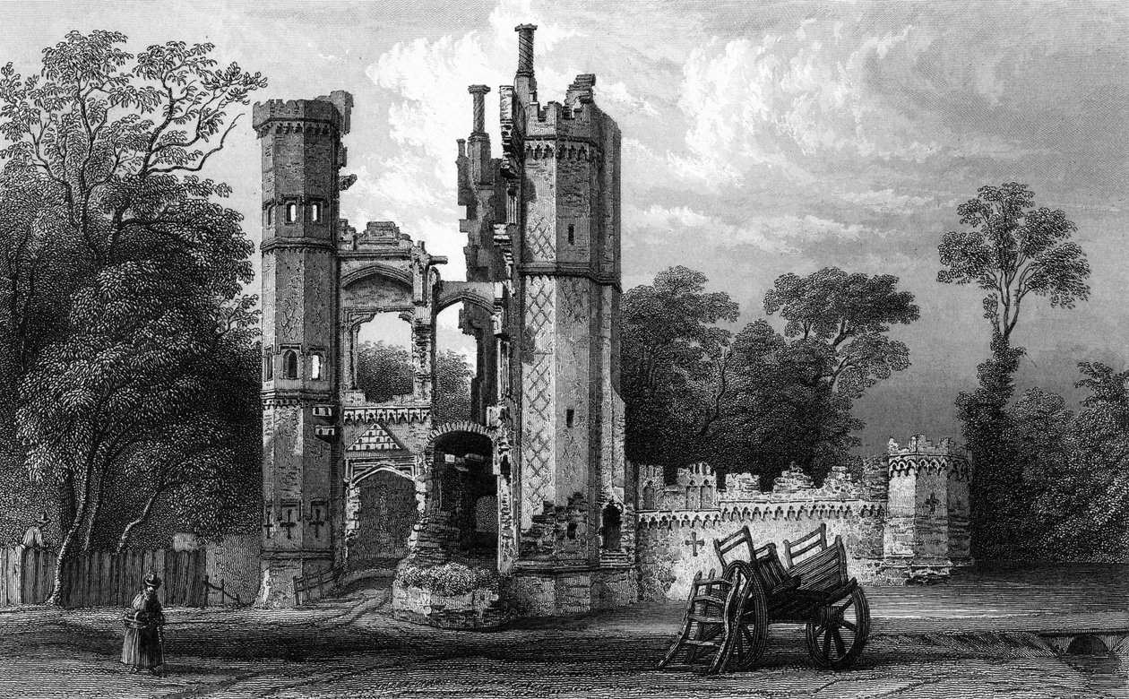 Remains of Nether Hall, near Harlow, Essex, engraved by John Rogers by William Henry Bartlett