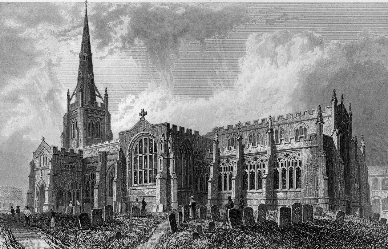 Thaxted Church, Essex, engraved by Robert Sands by William Henry Bartlett