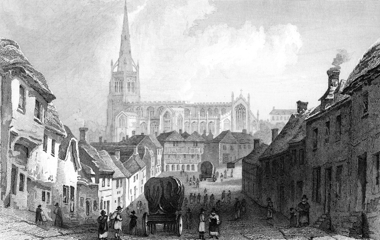 Thaxted from the South, Essex (engraved by J. Rolph) by William Henry Bartlett