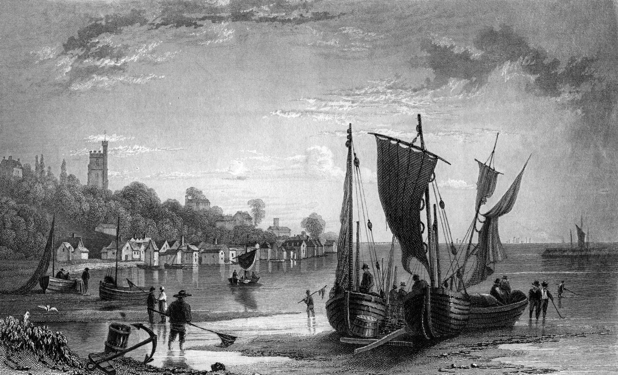 The Village of Leigh, near Southend, Essex, engraved by Charles Mottram, 1833 by William Henry Bartlett