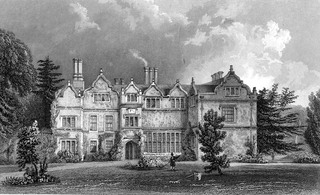 West Front of Spains Hall, Essex, engraved by John Rogers, 1832 by William Henry Bartlett