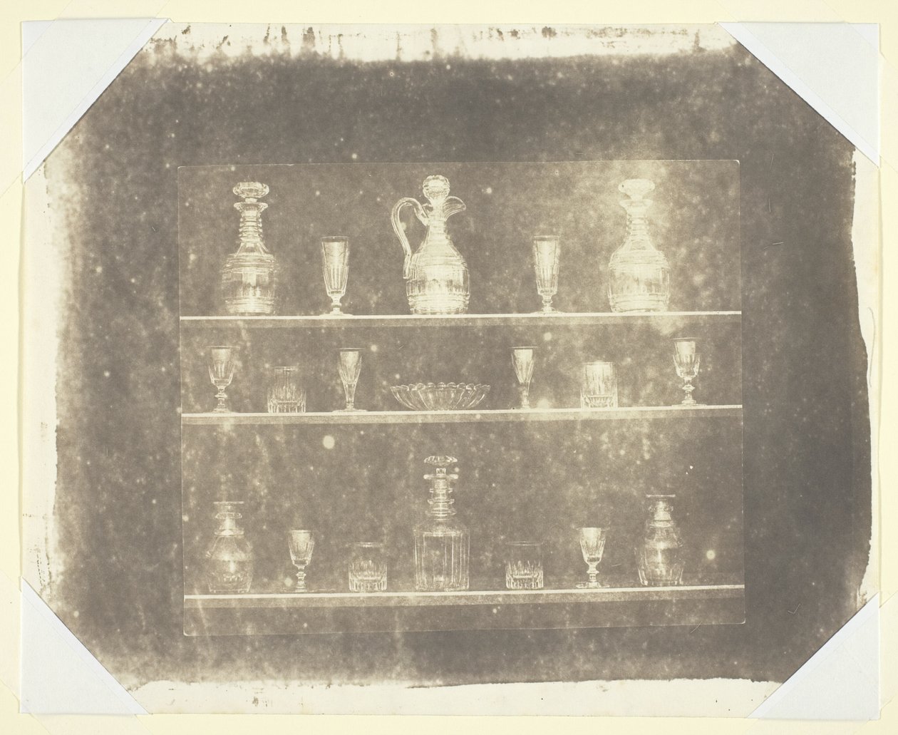 Articles of Glass on Three Shelves by William Henry Fox Talbot