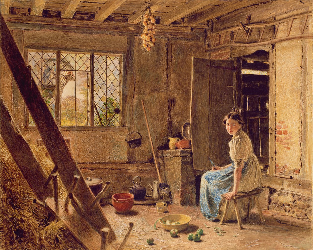 The Maid and the Magpie, A Cottage Interior at Shillington, Bedfordshire by William Henry Hunt