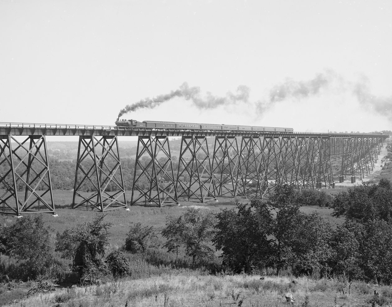 Railroad Bridge over the Des Moines River, c.1900 (b/w photo) by William Henry Jackson