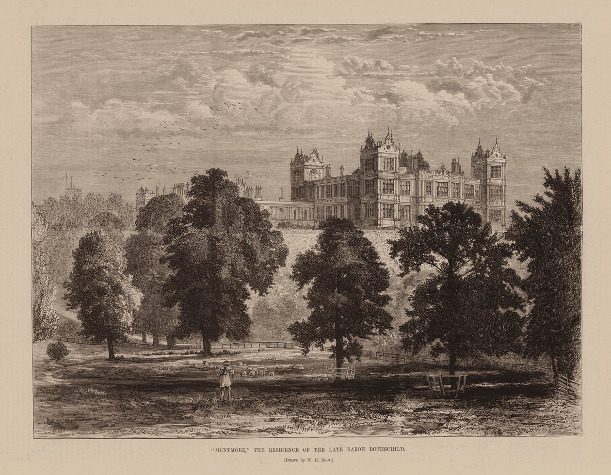 Mentmore, The Residence of the Late Baron Rothschild (engraving) by William Henry James (after) Boot