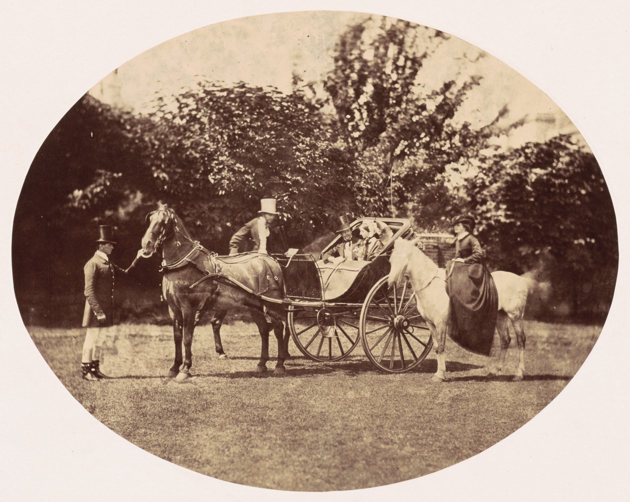 Horse-drawn Carriage and Female Rider by William Henry Lake Price