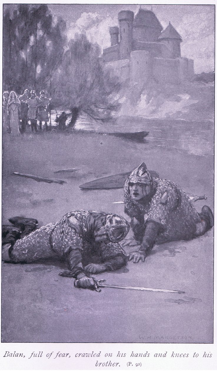 Balan, full of fear, crawled on his hands and knees to his brother by William Henry Margetson