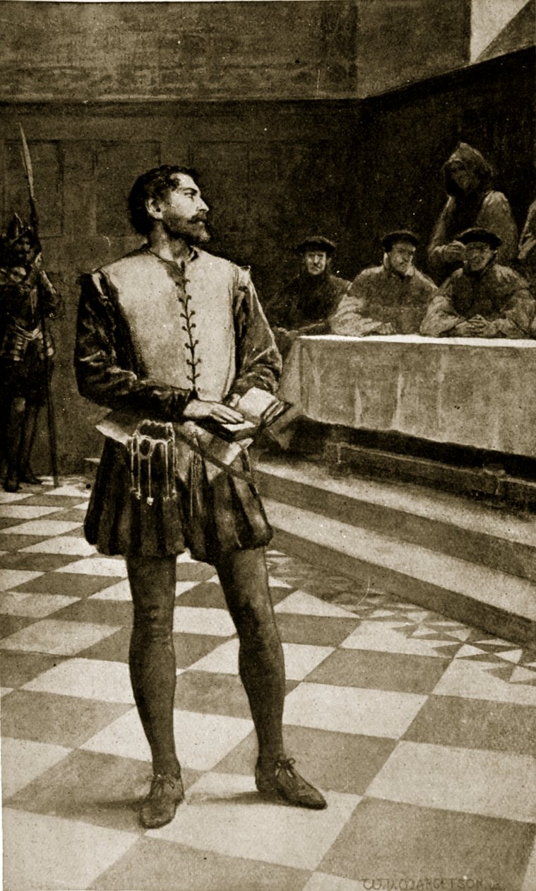 The trial of Adam Wallace, 1550, illustration from 