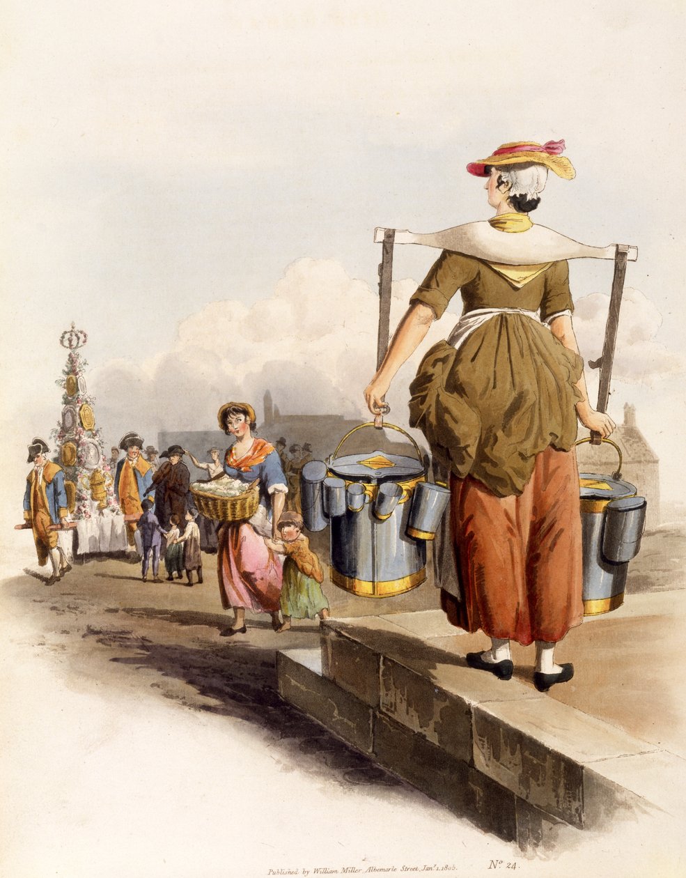 A Milkmaid, from The Costumes of Great Britain, pub. By Henry Miller, 1805 by William Henry Pyne