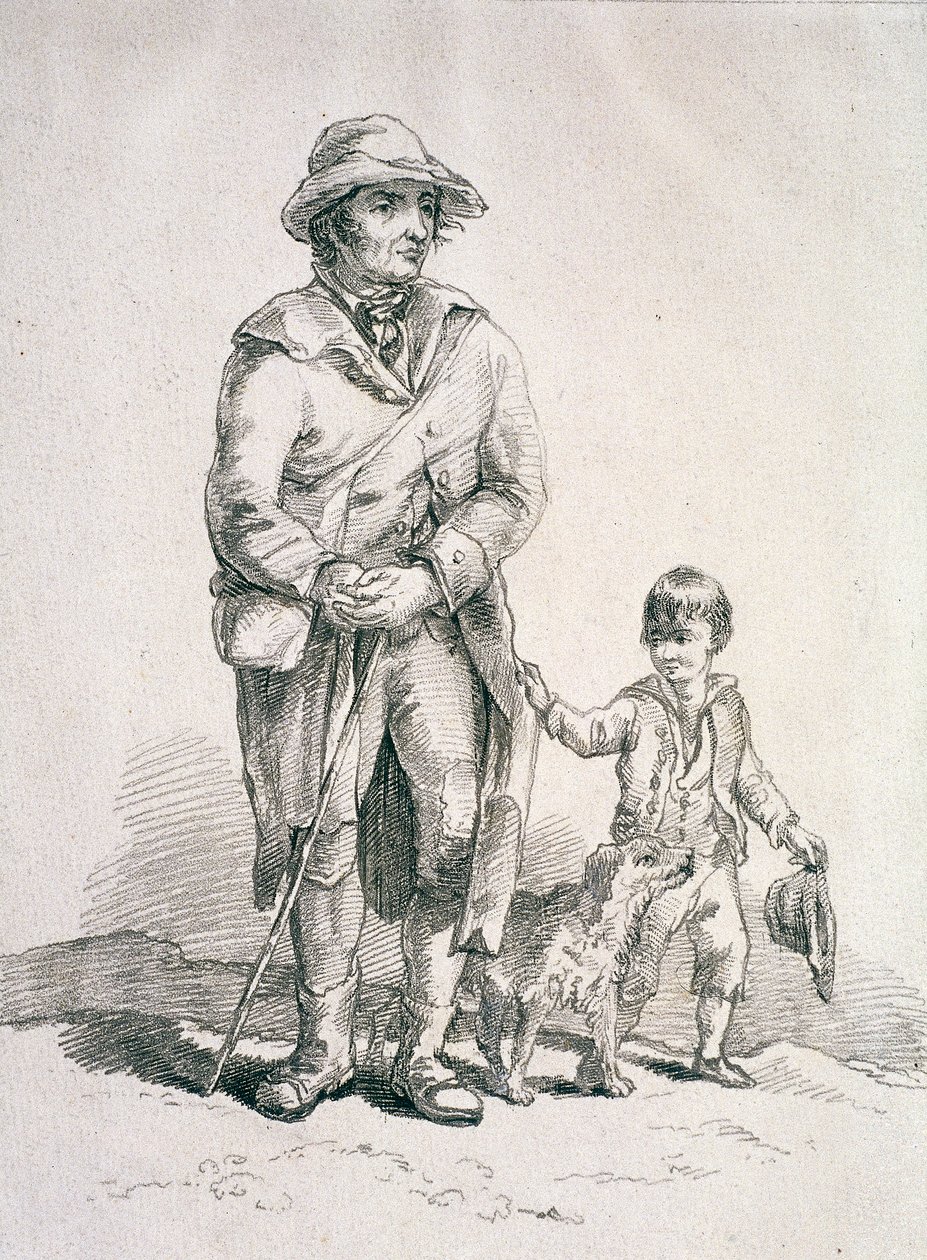 A Rustic with a Dog and a Boy, Provincial Characters, 1813 by William Henry Pyne