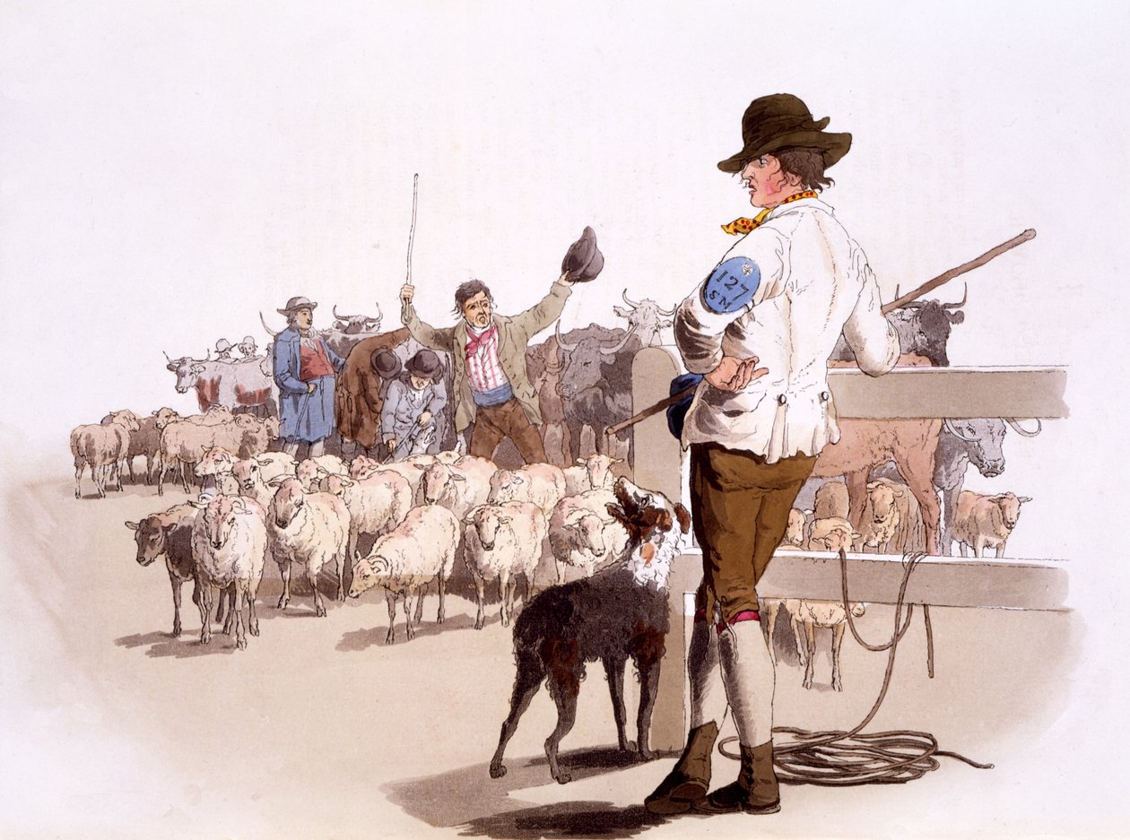 Herdsmen of Sheep and Cattle, from The Costumes of Great Britain, Published by Henry Miller, 1805 by William Henry Pyne
