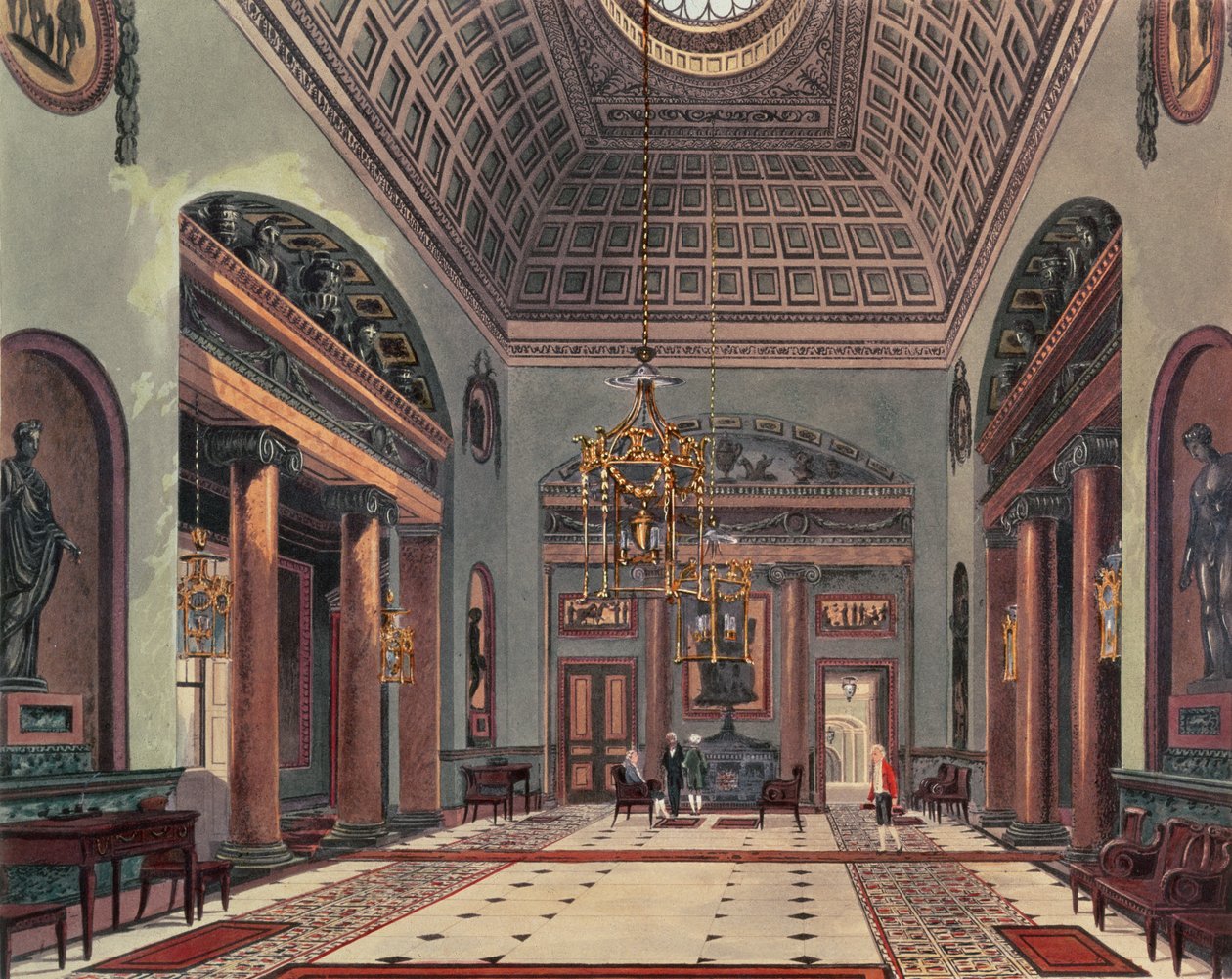 The Hall of Entrance, Carlton House from Pynes Royal Residences, 1818 by William Henry Pyne