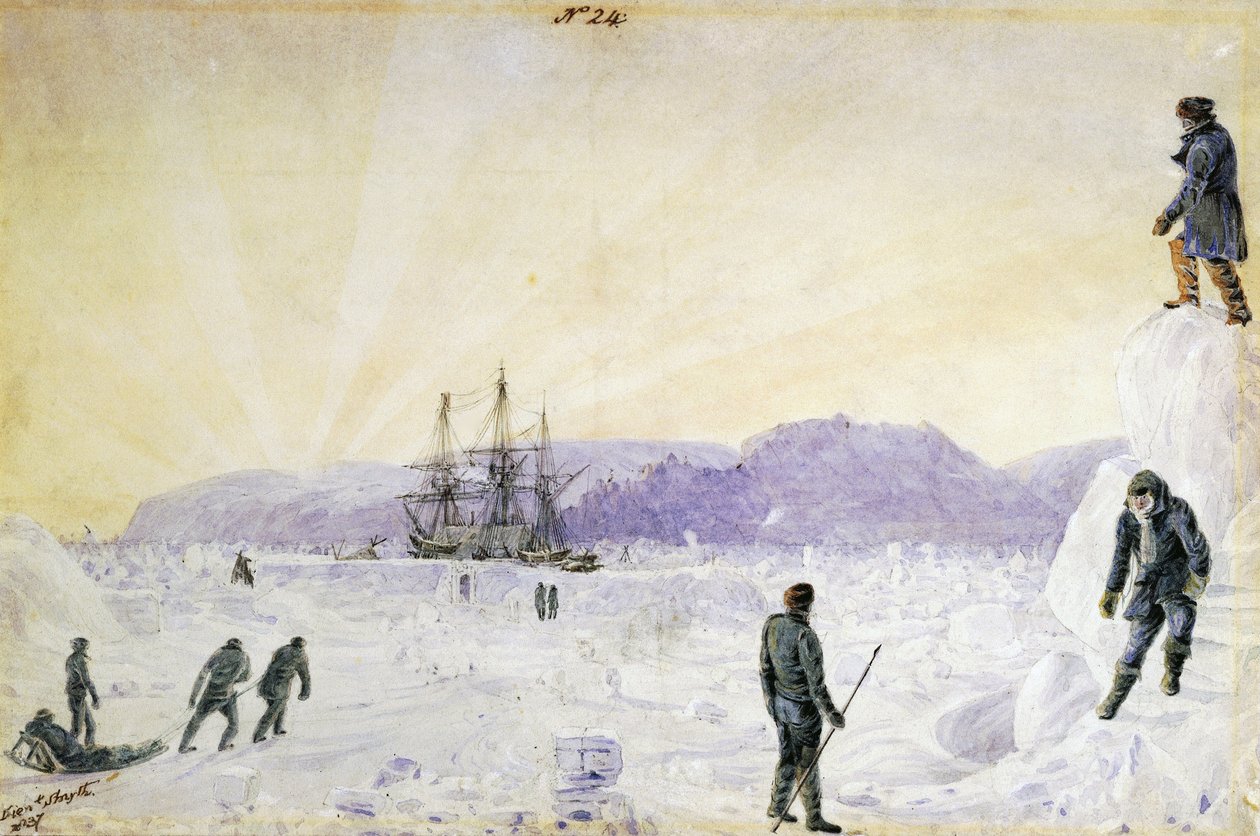 HMS Terror Caught in the Ice near Southampton Island, Nunavut, Canada (Watercolor by William Smyth, January 1837) by William Henry Smyth
