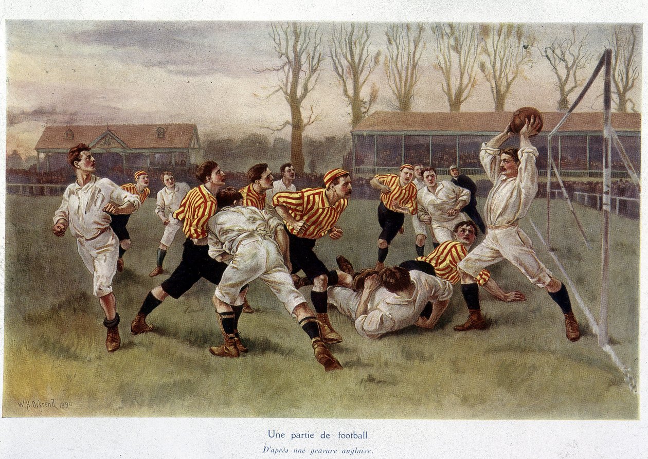 A football game - from an English engraving by William Heysham Overend