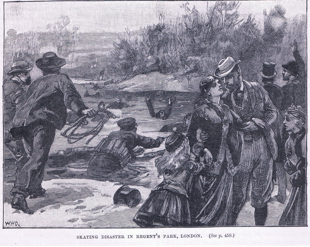 Skating Disaster in Regents Park, London 1868 AD by William Heysham Overend