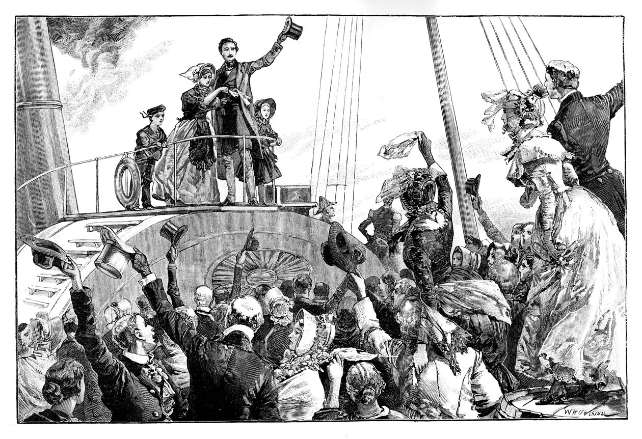 The queen leaving Kingstown, royal visit to Ireland by William Heysham Overend