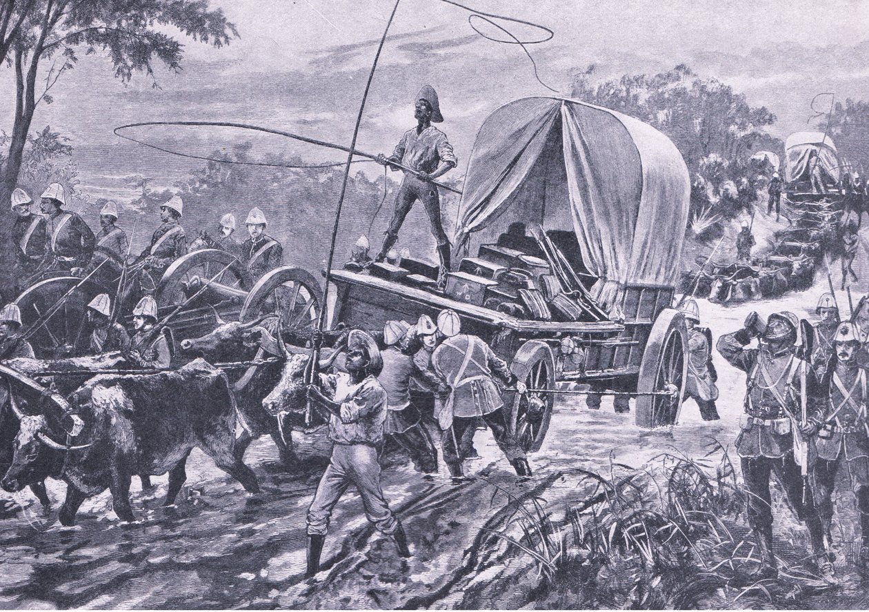 Zulu War: The Estowe Relief Force crossing a stream, April 1879 by William Heysham Overend