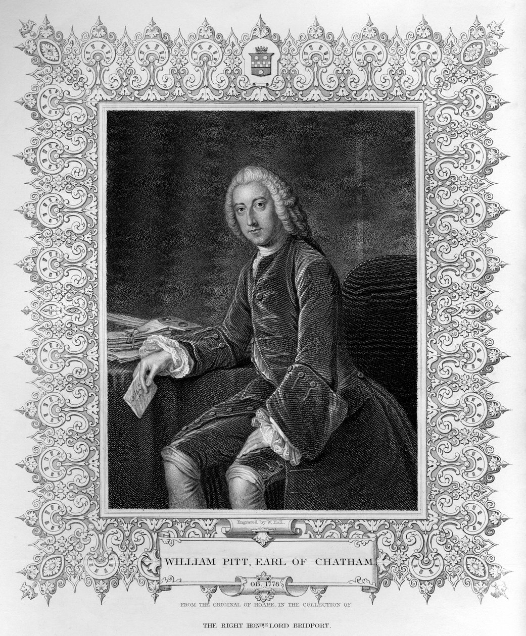 Portrait of William Pitt, 1st Earl of Chatham, engraved by William Holl the Younger (1807-71) by William Hoare