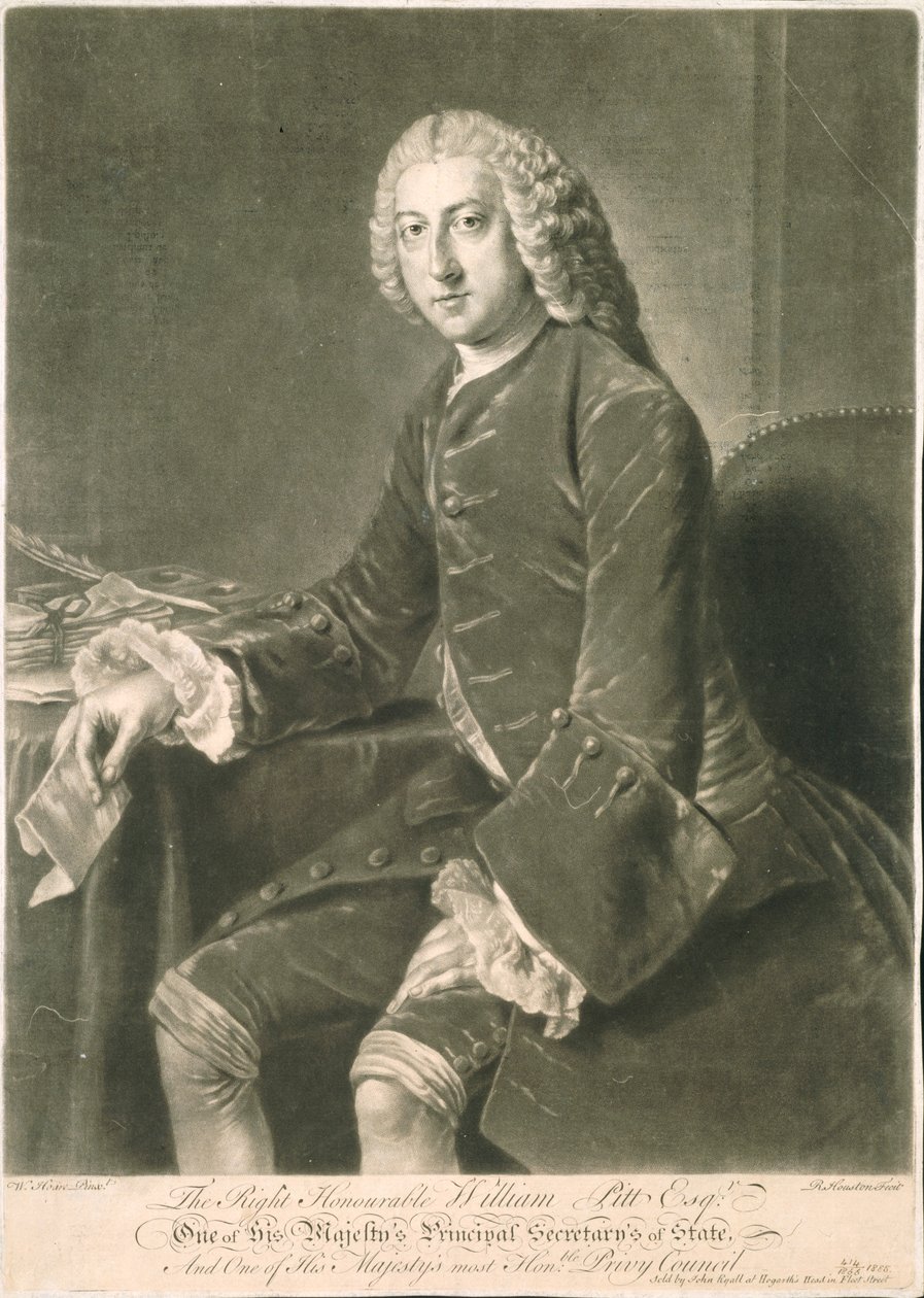 William Pitt, Principal Secretary of State, engraved by Richard Houston by William Hoare